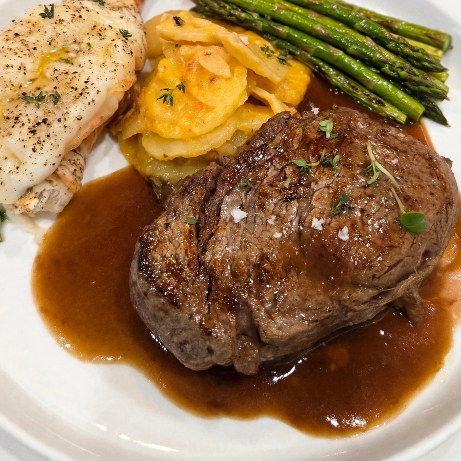 Chef-prepared steak dinner by Ferguson Culinary Concepts Private Chefs.